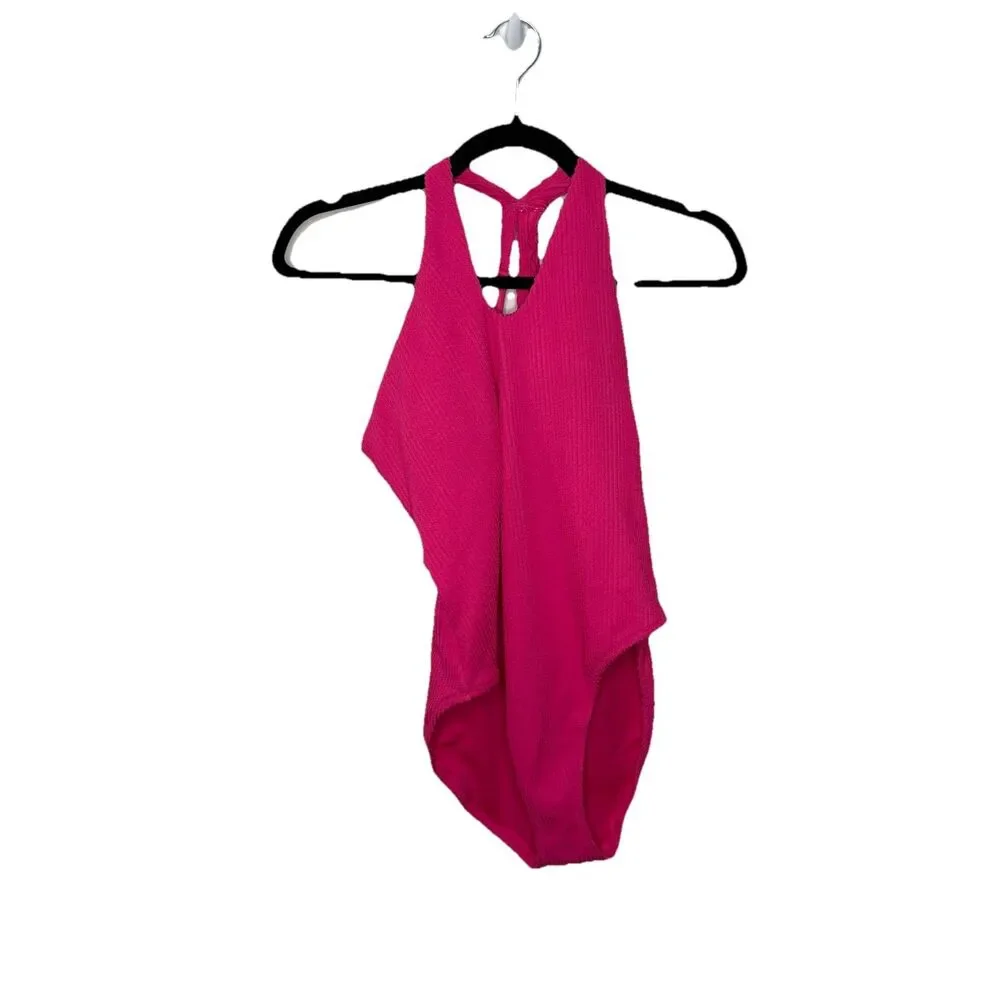 Old Navy Textured Eyelet V-Neck One Piece Dark Pink Size Medium New NWOT